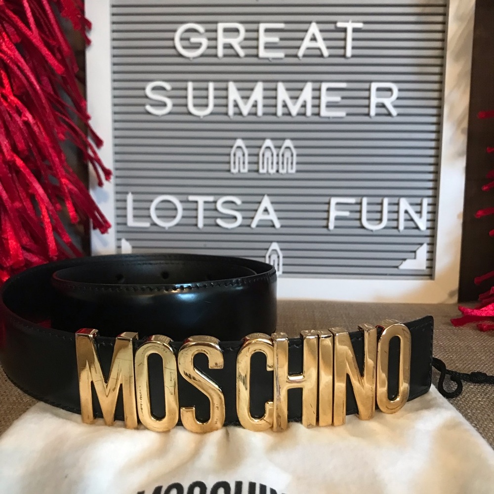 MOSCHINO Logo Leather Belt - Picture 3 of 10